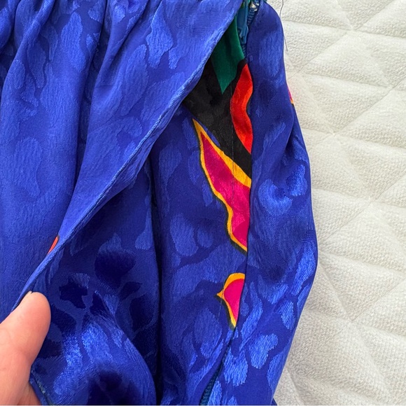 VTG Sue Brett Midi Skirt 40” Waist Jacquard Multicolor Abstract Leaf Print Artsy - Picture 7 of 11